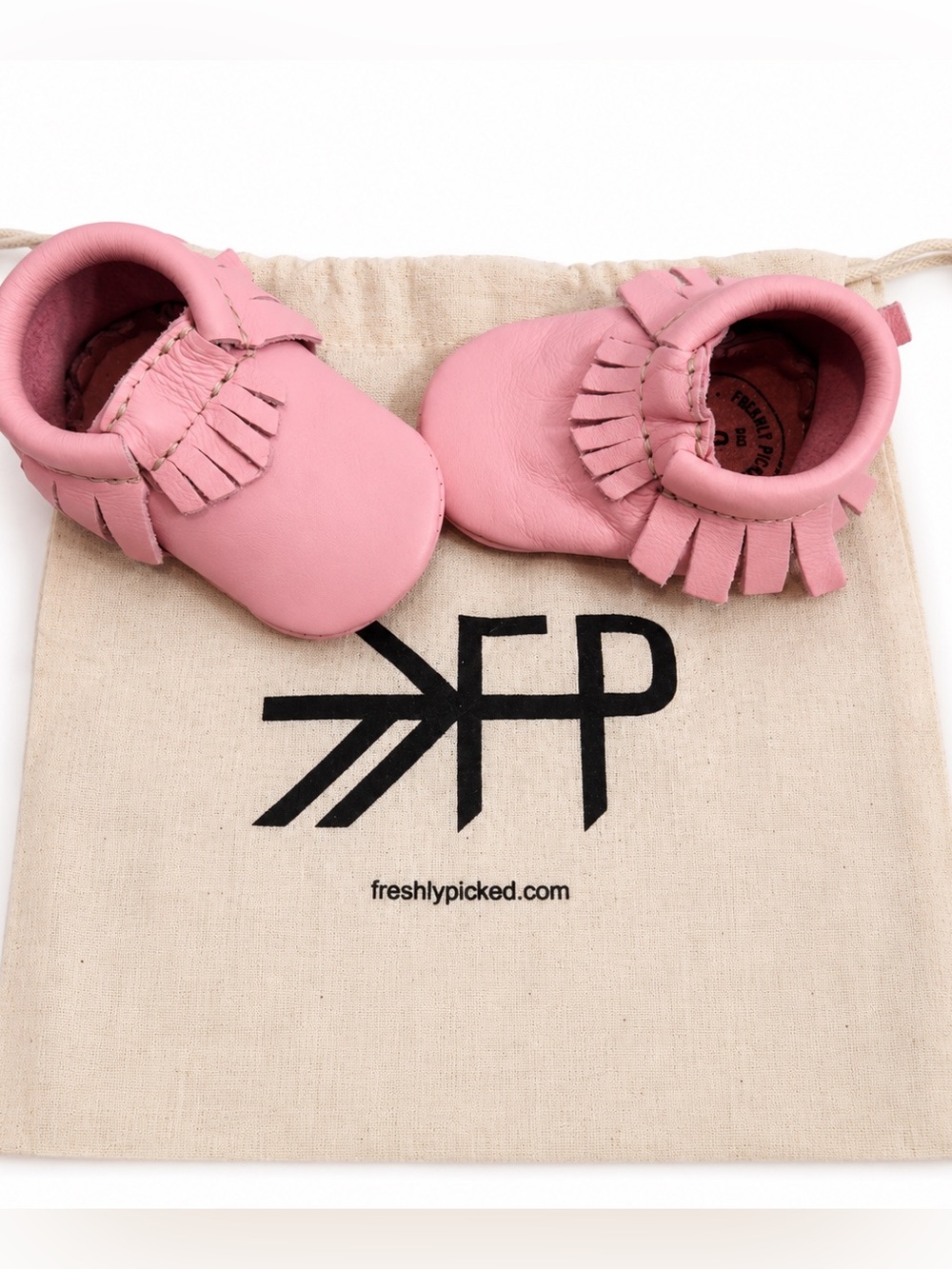 Freshly Picked Pink Leather Fringe Baby Moccasins